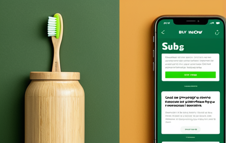 **
A split-screen showing two different "Buy Now" buttons on a website. One button is bright green and the other is a muted, earthy green. Text overlay: "Color Psychology: Earthy green increased conversions by 15%." In the background, subtly hint at a sustainable product like a bamboo toothbrush or a reusable water bottle. The overall style should be clean and modern, like a web design mockup.
**