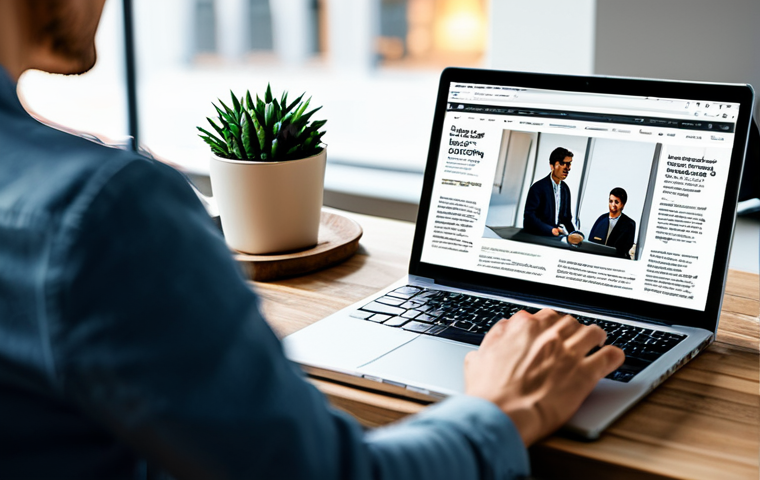 전환율 증가를 위한 블로그 콘텐츠 전략 - Eye-Catching Headline**
"A creative professional working on a blog post on a laptop, focusing inten...