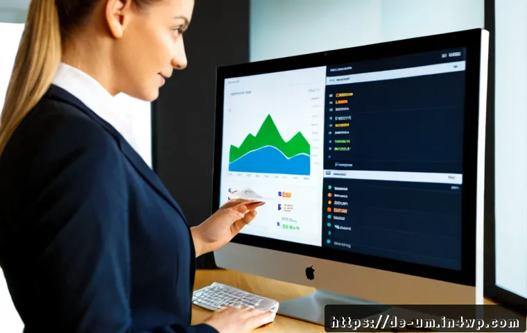 전환율 최적화의 중요성과 효과 - Photorealistic modern German e-commerce office, an experienced businesswoman reviewing two clean pro...